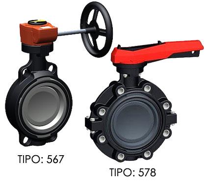 Válvulas Borboleta Wafer / Lug  Tipos: 567 e 578